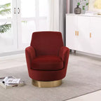 Fauteuil pivotant, fauteuil d'appoint rond avec piètement en acier inoxydable doré, fauteuil de lecture moderne à 360° pour salon ou chambre à coucher