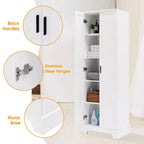 MAYEERTY Meuble de Rangement Blanc 2 Portes Étagère Réglable MDF