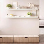 Étagères Flottantes 55 Pouces en Bois, Lot de 2 avec Supports, Blanches, Profondeur 6 Pouces, pour Salle de Bain et Salon