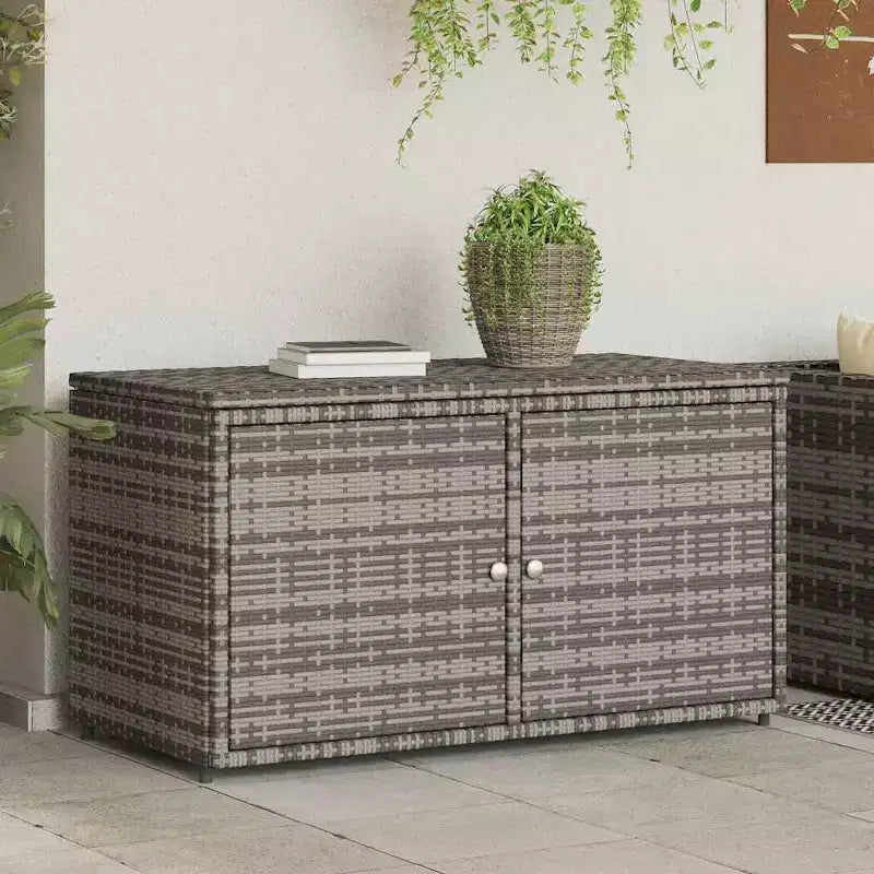vidaXL Armoire de rangement de terrasse Organisateur d'outils Meuble d'extérieur en résine tressée