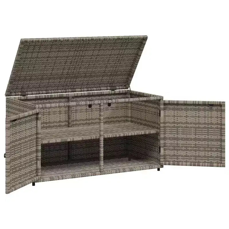 vidaXL Armoire de rangement de terrasse Organisateur d'outils Meuble d'extérieur en résine tressée