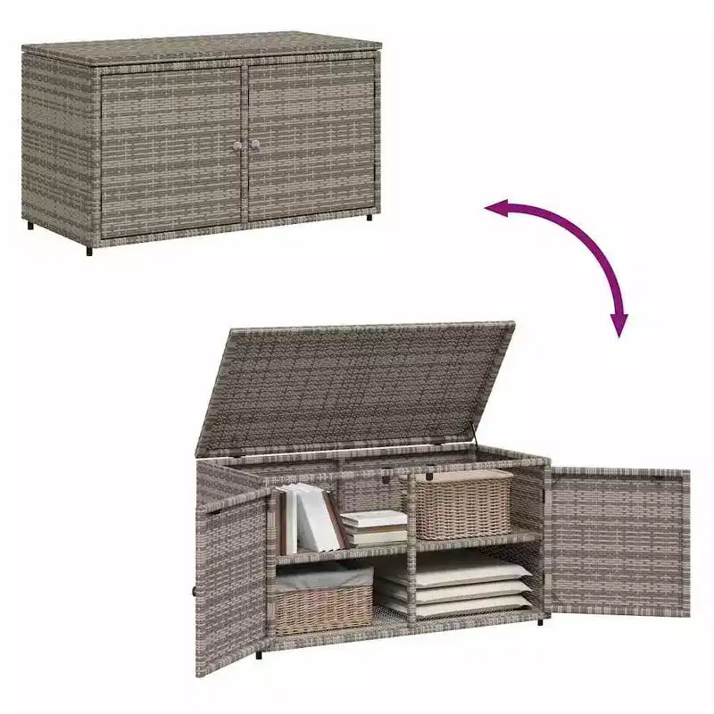 vidaXL Armoire de rangement de terrasse Organisateur d'outils Meuble d'extérieur en résine tressée