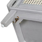 Banc de rangement d'entrée bohème Whisen, banc à chaussures en bois, banc rembourré avec portes doubles