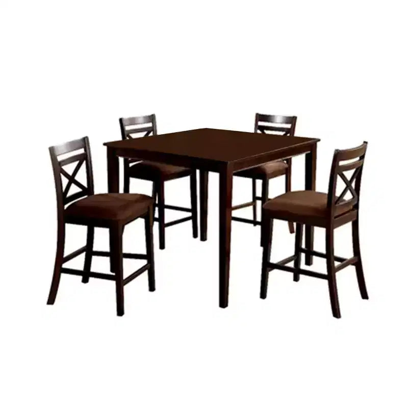 Ensemble table de bar et chaises à dossier croisé 5 pièces en bois Royal Hampton, brun expresso