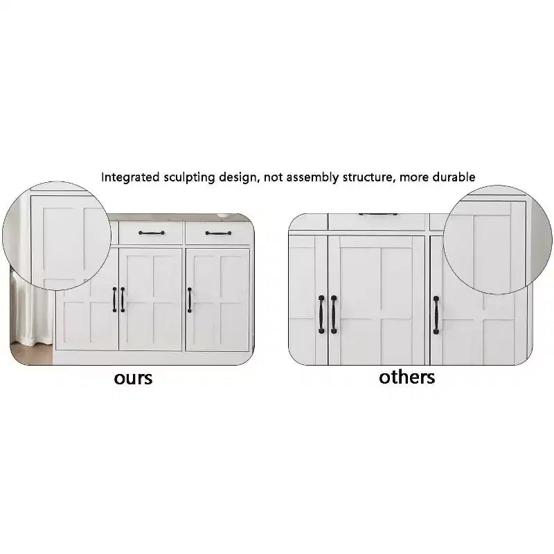 MAYEERTY Buffet de ferme blanc, buffet de rangement 3 tiroirs 3 portes pour salle à manger