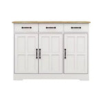 MAYEERTY Buffet de ferme blanc, buffet de rangement 3 tiroirs 3 portes pour salle à manger