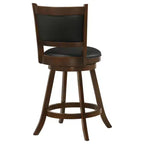 Okak — Ensemble de 2 tabourets de bar pivotants, tabourets de comptoir modernes avec revêtement marron châtaigne et base en métal noir, sièges polyvalents pour la cuisine