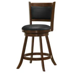 Okak — Ensemble de 2 tabourets de bar pivotants, tabourets de comptoir modernes avec revêtement marron châtaigne et base en métal noir, sièges polyvalents pour la cuisine