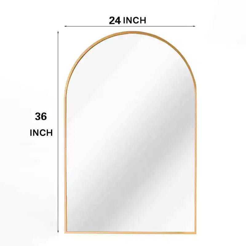 Miroir mural de salle de bain GDFStudio Prim 24 x 36 avec cadre en métal doré et arc moderne
