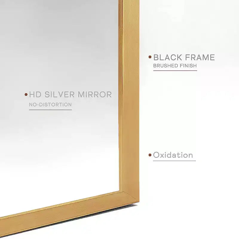 Miroir mural de salle de bain GDFStudio Prim 24 x 36 avec cadre en métal doré et arc moderne