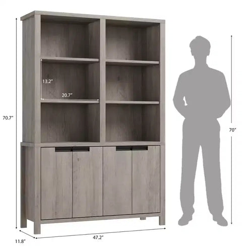 Étagère haute de 189 cm avec double rangement, grande étagère à 6 niveaux, bibliothèques doubles larges avec 12 casiers, étagères larges autoportantes pour le salon
