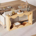 Console table festonnée de ferme 63" pour entrée, table de canapé étroite en bois derrière le canapé avec rangement, meubles rustiques pour salons et appartements
