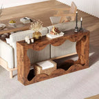 Console table festonnée de ferme 63" pour entrée, table de canapé étroite en bois derrière le canapé avec rangement, meubles rustiques pour salons et appartements