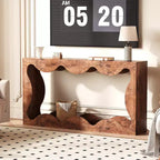 Console table festonnée de ferme 63" pour entrée, table de canapé étroite en bois derrière le canapé avec rangement, meubles rustiques pour salons et appartements