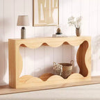 Console table festonnée de ferme 63" pour entrée, table de canapé étroite en bois derrière le canapé avec rangement, meubles rustiques pour salons et appartements