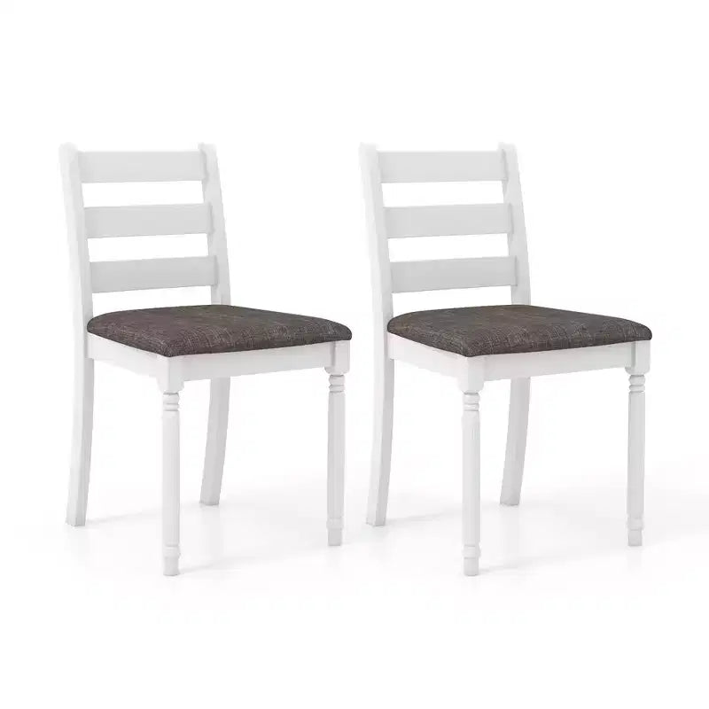 Costway Wooden Dining Chair Set of 2 w/ Acacia Wood Legs Padded Cushion Ladder Back