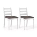 Costway Wooden Dining Chair Set of 2 w/ Acacia Wood Legs Padded Cushion Ladder Back