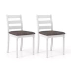 Costway Wooden Dining Chair Set of 2 w/ Acacia Wood Legs Padded Cushion Ladder Back