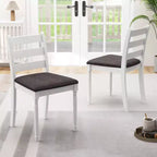 Lot de 2 chaises de salle à manger Costway en bois avec pieds en bois d'acacia, coussin rembourré et dossier échelle