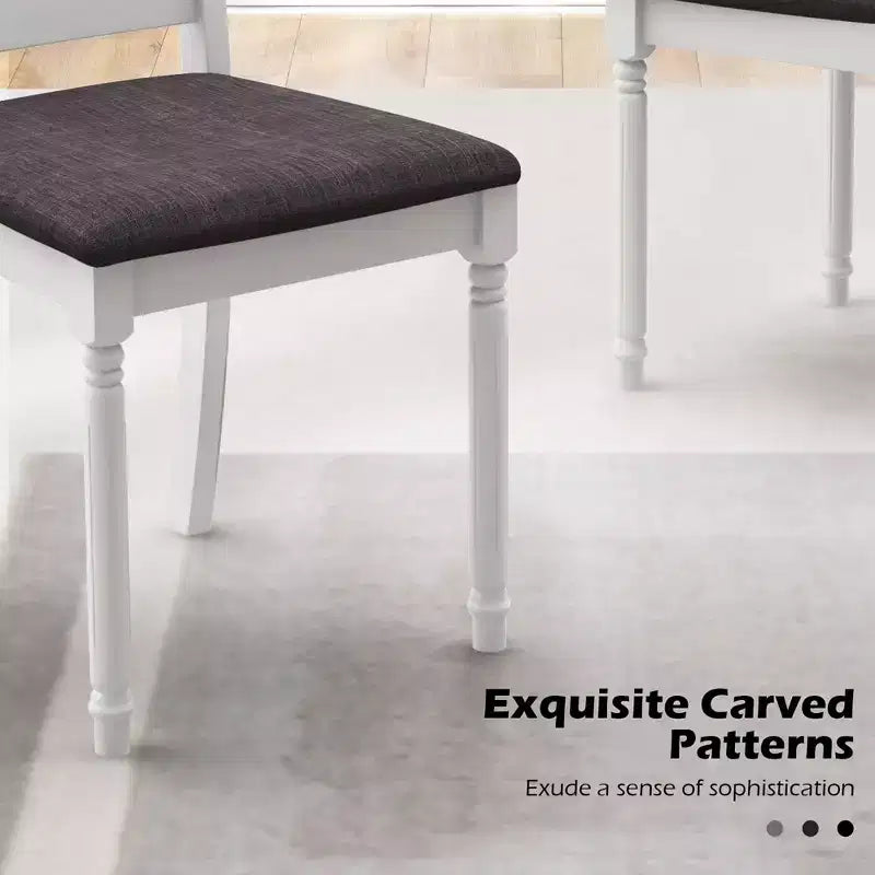 Lot de 2 chaises de salle à manger Costway en bois avec pieds en bois d'acacia, coussin rembourré et dossier échelle
