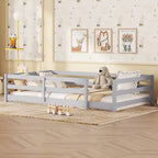 TUYOHW Twin Size Toddler Floor Bed with Fence for Kids,Modern Metal Montessori Bed for Bedroom