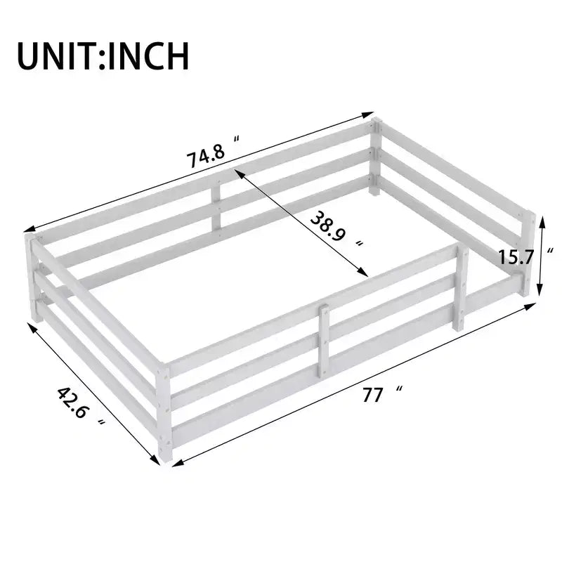 TUYOHW Lit au sol pour tout-petit taille simple avec barrière, lit Montessori moderne en métal pour chambre d'enfant