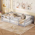 TUYOHW Lit au sol pour tout-petit taille simple avec barrière, lit Montessori moderne en métal pour chambre d'enfant