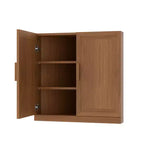 MAYEERTY Armoire de rangement d'angle moderne en bois massif à double porte, rangement efficace pour le coin de la maison et le salon, beige