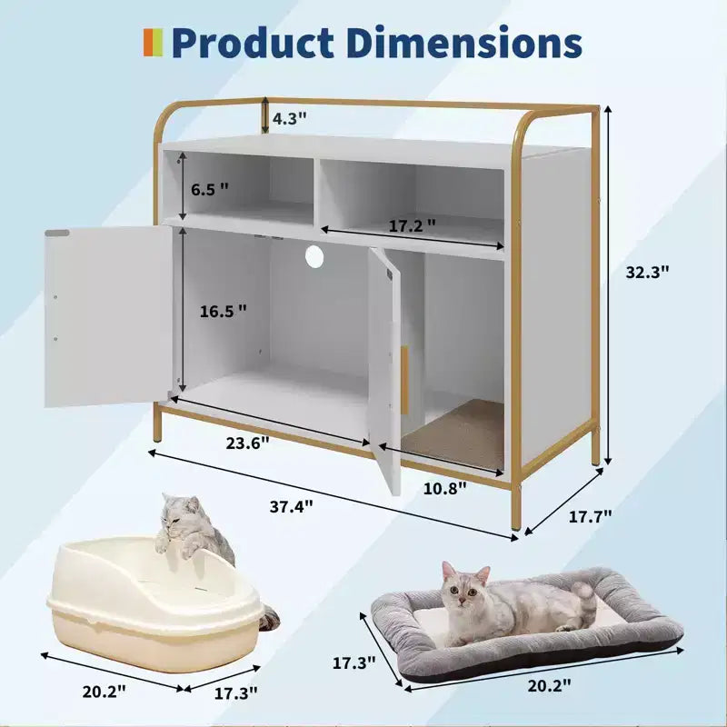 Meuble Cache-Litière, Enclos Cache-Litière – Maison de Toilette pour Chat avec Porte Coulissante en Bois, Anti-Chien, pour la Plupart des Bacs à Litière