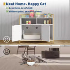 Meuble Cache-Litière, Enclos Cache-Litière – Maison de Toilette pour Chat avec Porte Coulissante en Bois, Anti-Chien, pour la Plupart des Bacs à Litière