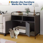 Meuble Cache-Litière, Enclos Cache-Litière – Maison de Toilette pour Chat avec Porte Coulissante en Bois, Anti-Chien, pour la Plupart des Bacs à Litière