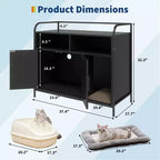 Meuble Cache-Litière, Enclos Cache-Litière – Maison de Toilette pour Chat avec Porte Coulissante en Bois, Anti-Chien, pour la Plupart des Bacs à Litière
