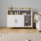 Meuble Cache-Litière, Enclos Cache-Litière – Maison de Toilette pour Chat avec Porte Coulissante en Bois, Anti-Chien, pour la Plupart des Bacs à Litière