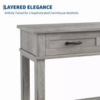 Table d'entrée, Console avec 3 tiroirs de rangement, Table de canapé en bois de ferme à 3 niveaux, Tables de couloir