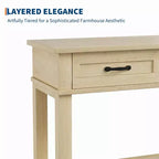 Table d'entrée, Console avec 3 tiroirs de rangement, Table de canapé en bois de ferme à 3 niveaux, Tables de couloir