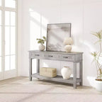 Table d'entrée, Console avec 3 tiroirs de rangement, Table de canapé en bois de ferme à 3 niveaux, Tables de couloir