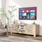 Meuble TV Costway 55 de style rétro avec portes miroir et tiroir