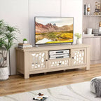 Meuble TV Costway 55 de style rétro avec portes miroir et tiroir