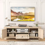 Meuble TV Costway 55 de style rétro avec portes miroir et tiroir