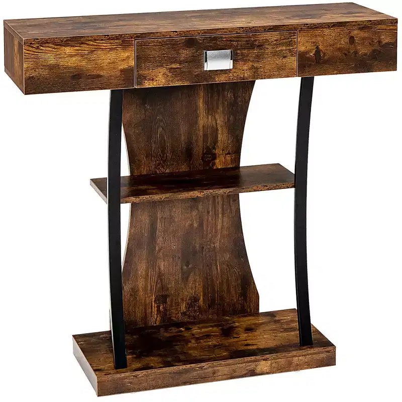 Console de canapé Costway avec tiroir et étagères à 2 niveaux pour entrée de salon