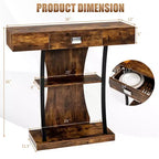 Console de canapé Costway avec tiroir et étagères à 2 niveaux pour entrée de salon