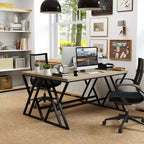 Costway Lot de 2 bureaux informatiques de 150 cm pour bureau à domicile au style industriel avec cadre en métal robuste