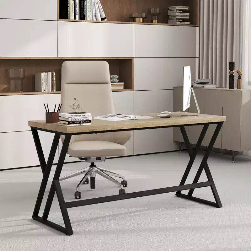 Costway Lot de 2 bureaux informatiques de 150 cm pour bureau à domicile au style industriel avec cadre en métal robuste