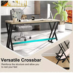 Costway Lot de 2 bureaux informatiques de 150 cm pour bureau à domicile au style industriel avec cadre en métal robuste