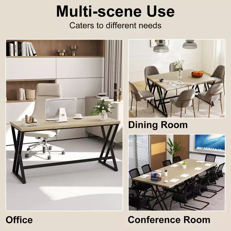 Costway Lot de 2 bureaux informatiques de 150 cm pour bureau à domicile au style industriel avec cadre en métal robuste