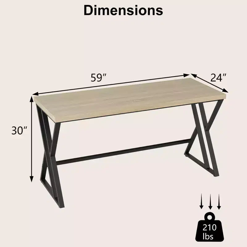 Costway Lot de 2 bureaux informatiques de 150 cm pour bureau à domicile au style industriel avec cadre en métal robuste