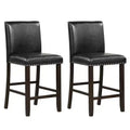 Costway Set of 2 Bar Stools PVC Leather Counter Height Chairs for Kitchen Island Black