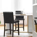 Costway Lot de 2 tabourets de bar en cuir PVC Chaises hauteur comptoir pour îlot de cuisine Noir