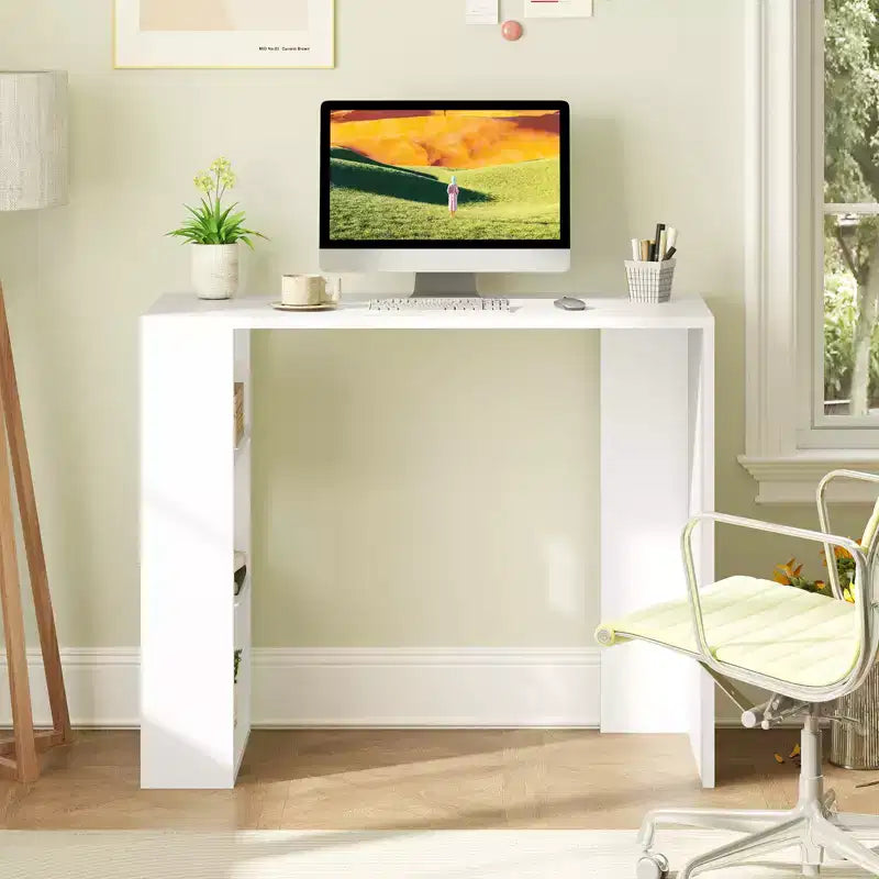 Bureau d'écriture compact Costway 36" avec 3 étagères ouvertes, autoportant, kit anti-basculement