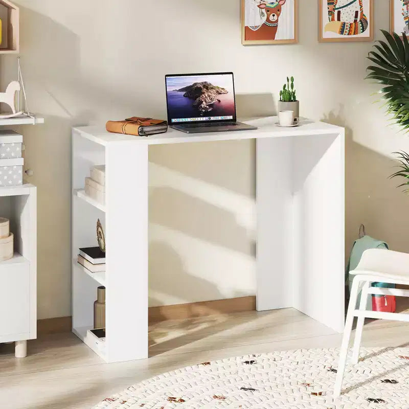 Bureau d'écriture compact Costway 36" avec 3 étagères ouvertes, autoportant, kit anti-basculement